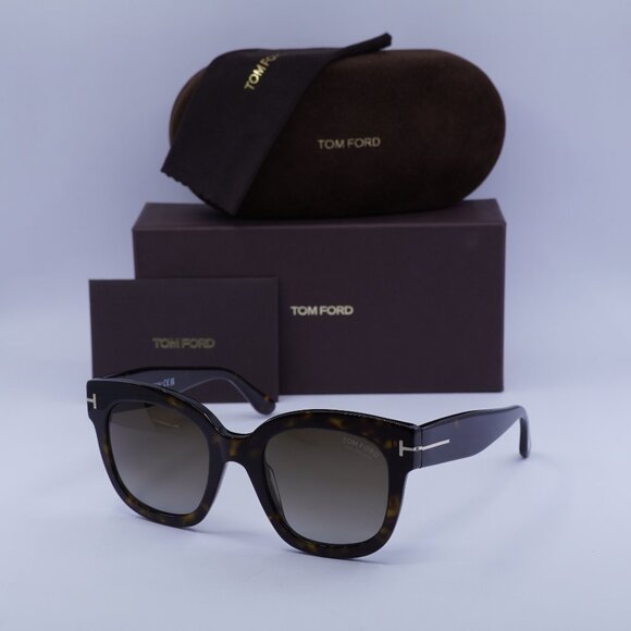 Tom Ford Polarized FT0613 52H Beatrix Square Sunglasses - Dark Havana - Picture 1 of 9